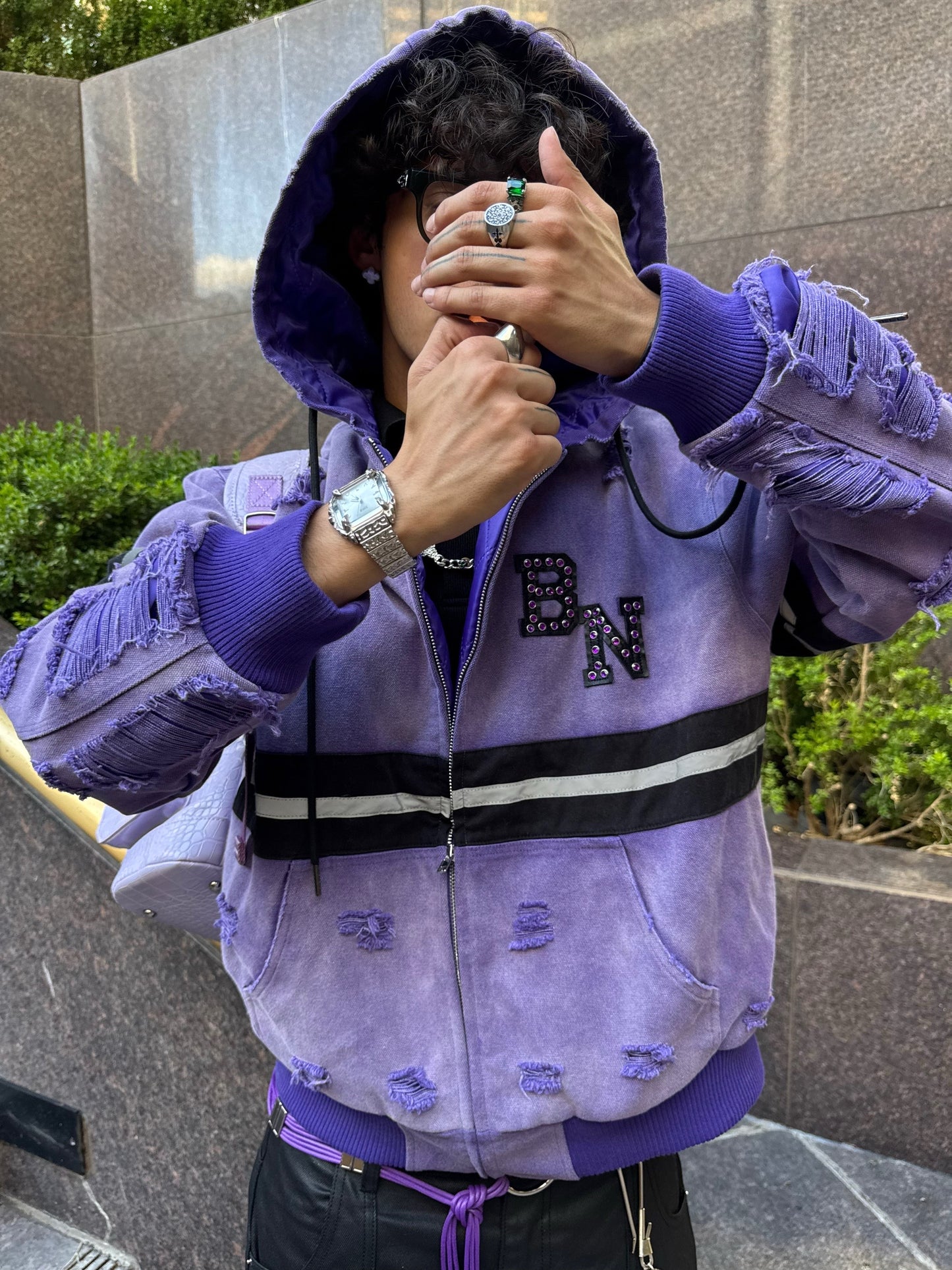 Beyond Noir “Purple Reign” Construction Jacket